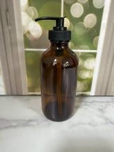8oz glass amber bottle with black pump