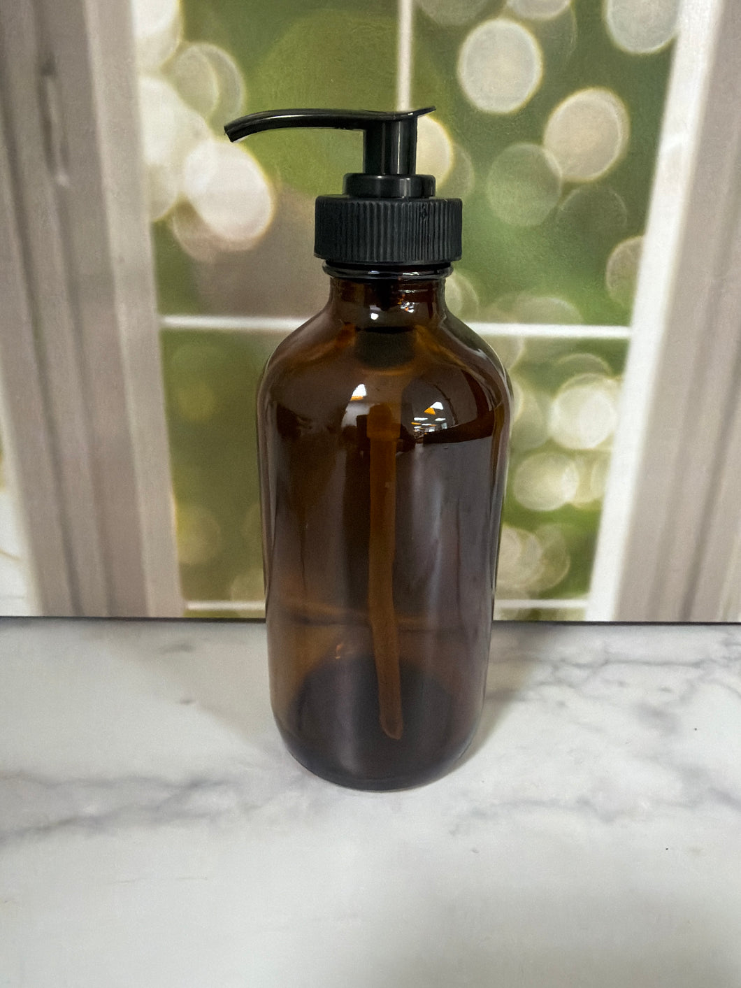8oz glass amber bottle with black pump