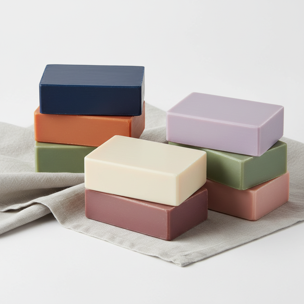 I want bars of soap solid colors in a bundle of different colors smooth tops no flowers