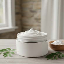 Thick creamy goat milk lotion in tub